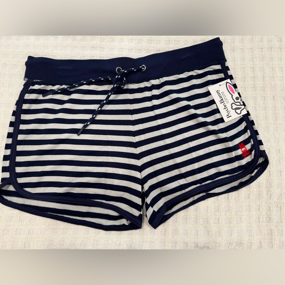 Psycho Bunny by Robert Godley Harbor Mist Stripe Pajamas Shorts Size Medium -NWT